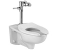 Floor mounted rear outlet toilet